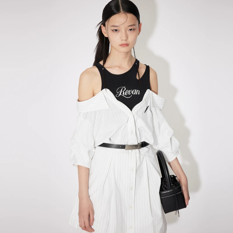 REVAN芮范24夏甜酷风衬衫拼接连衣裙RM31101234