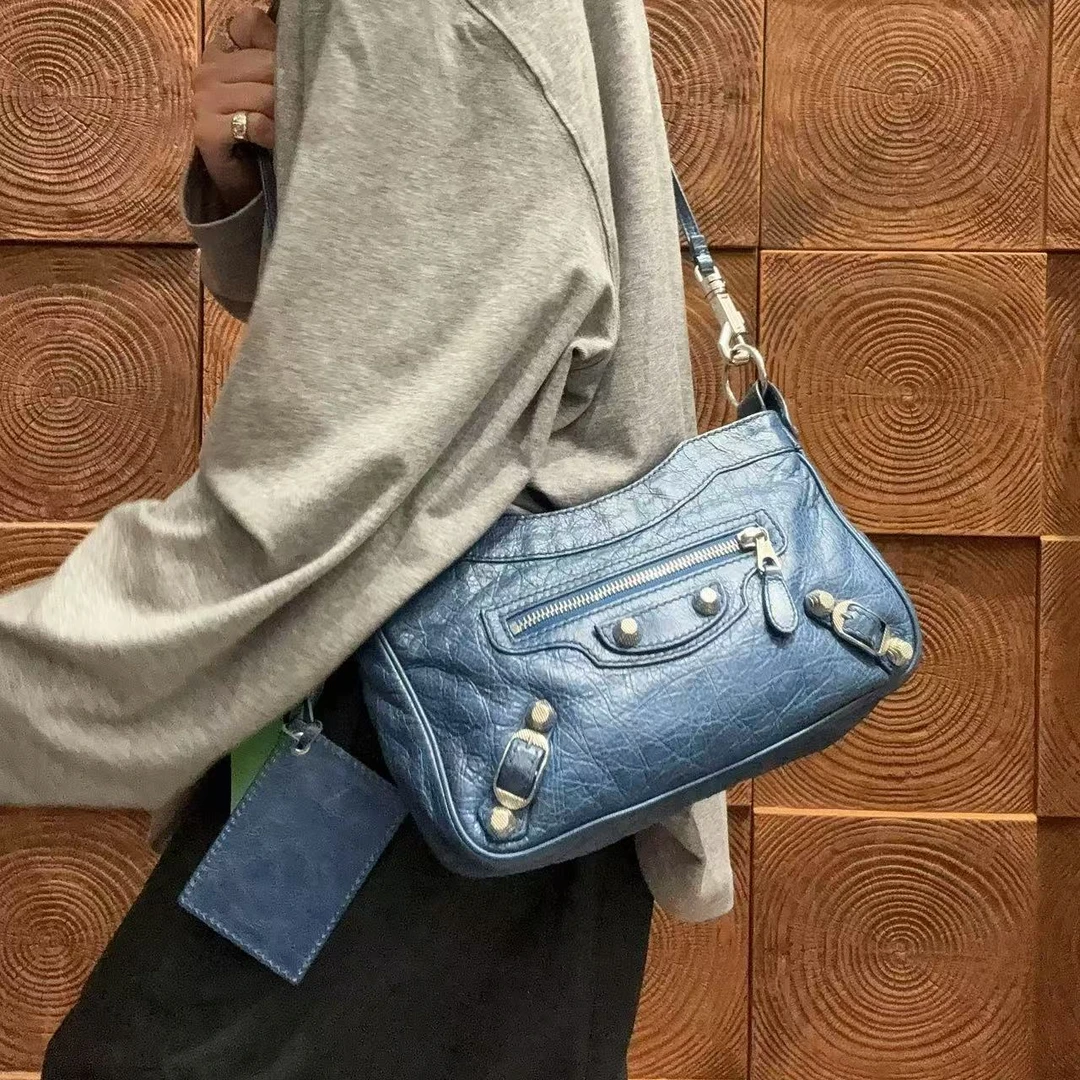 95新 Balenciaga/巴黎世家 【蕾】35 0539 蓝色单肩斜挎包