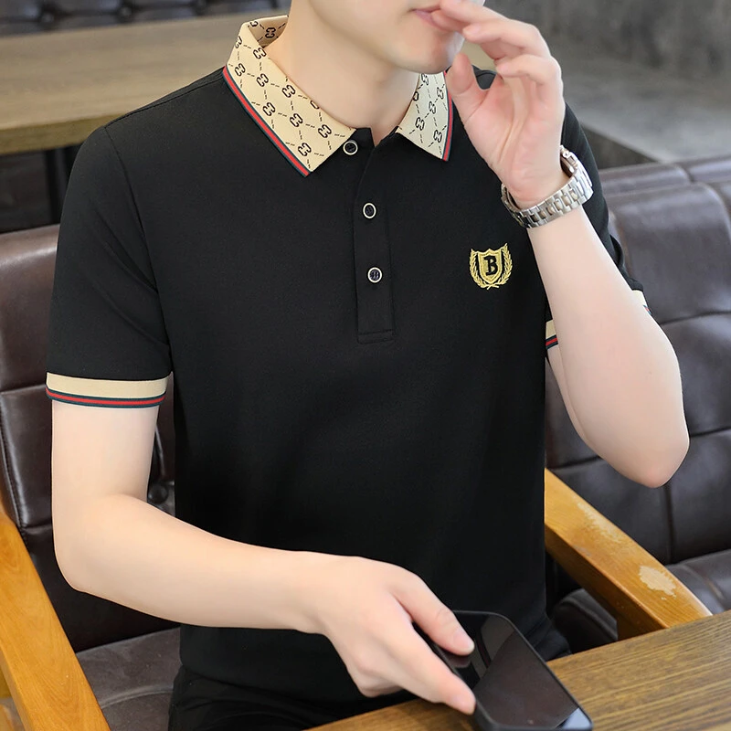 男士翻领Polo衫夏季薄款翻领短袖体恤商务休闲帅气短T透气百搭T恤