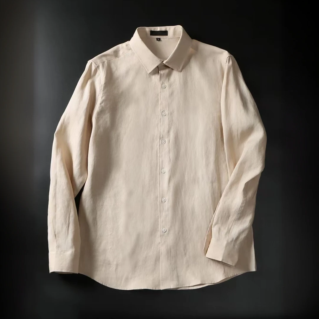 【XH】L*P顶奢老钱风亚麻系列男士衬衫夹克纯色男款外套2013