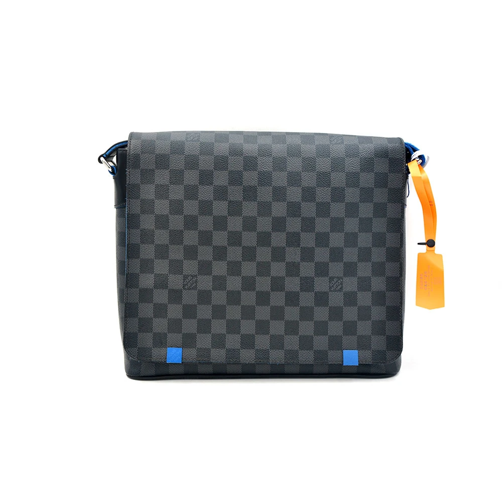 99新 LouisVuitton/路易威登 99新 蓝黑棋盘格邮差包32＊29/94493