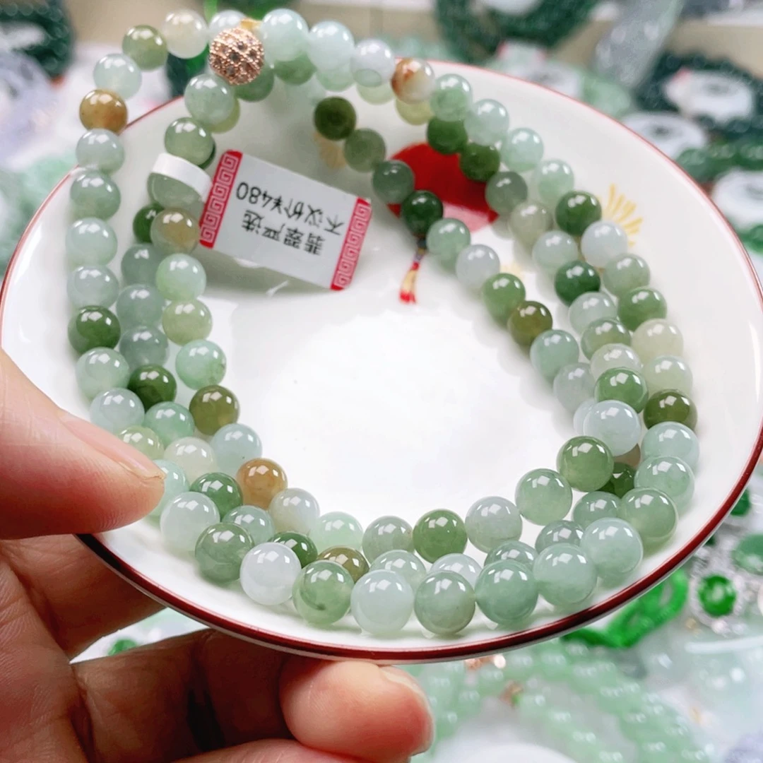 翡翠未镶嵌项链天然翡翠项链7mm
