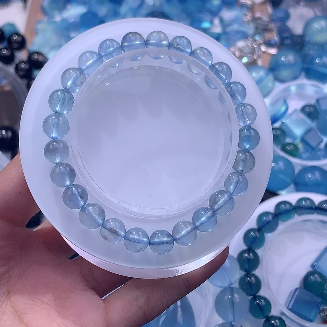 未镶嵌手链水晶海蓝宝7mm116元叠拍2件