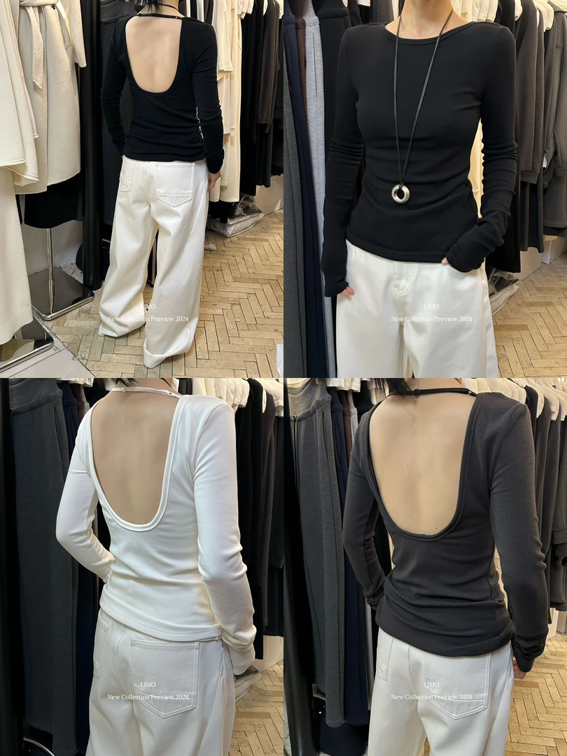 福秒-后露背！显瘦纯色上衣（MO5335#）LIMO