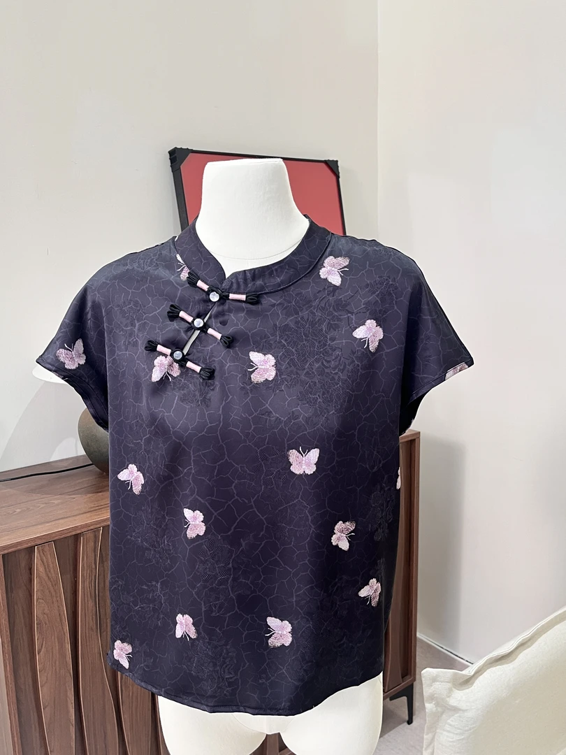 【逐光】2025夏季新款气质百搭显瘦新中式短袖女日常宽松