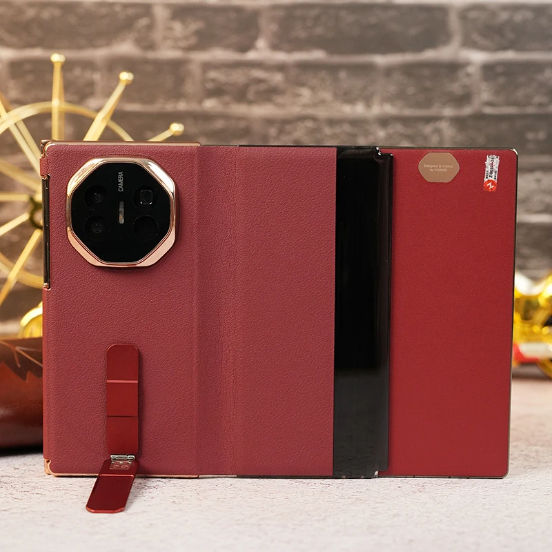 适用华为mateXTs三折叠手机壳真皮翻盖支架智能视窗皮套高档防摔