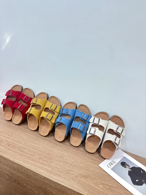 2025博肯真皮沙滩鞋外穿一字扣凉拖软底防滑凉鞋女款2025新款爆款