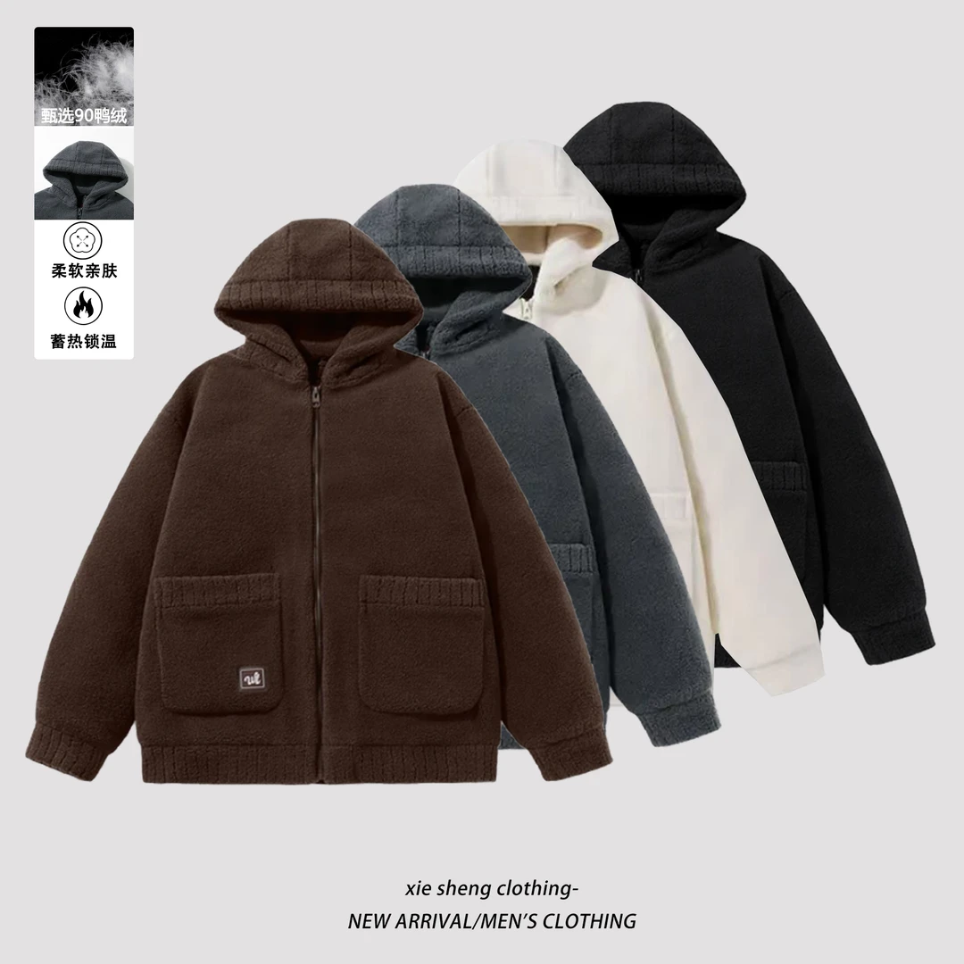 谢生严选【颗粒绒连帽90羽绒服】冬季保暖百搭情侣加厚男外套#61082