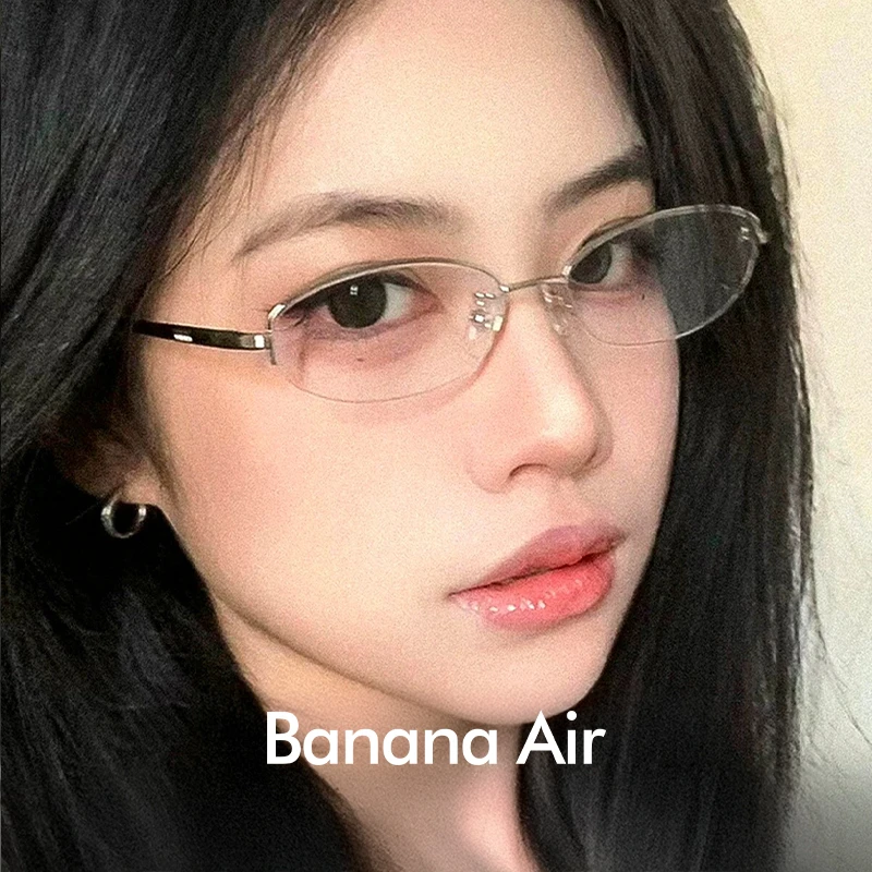 日系上半框眼镜百搭素颜休闲商务清冷风银色椰子日记近视可配度数