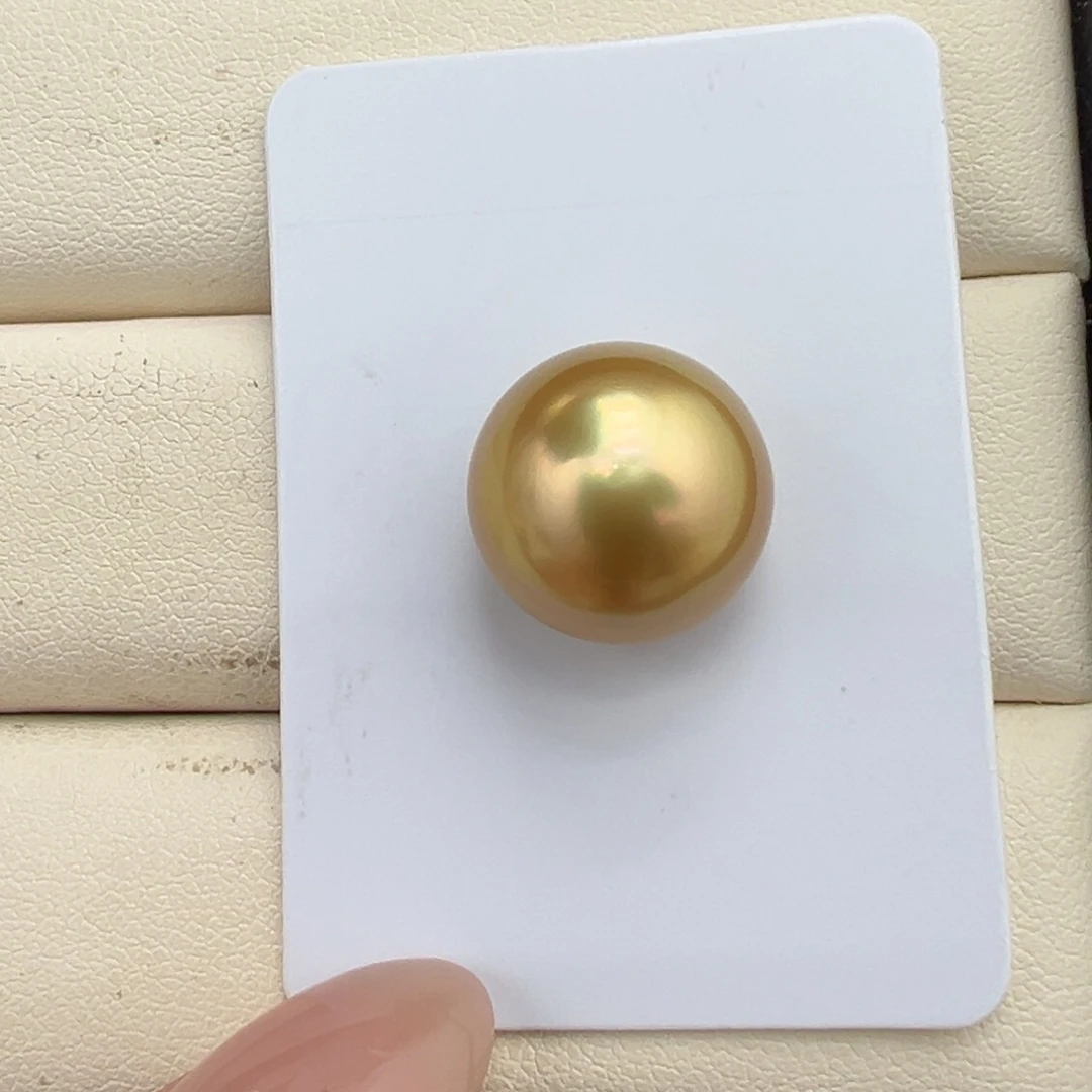 海水珍珠未镶嵌14.4mm浓金馒头圆裸珠