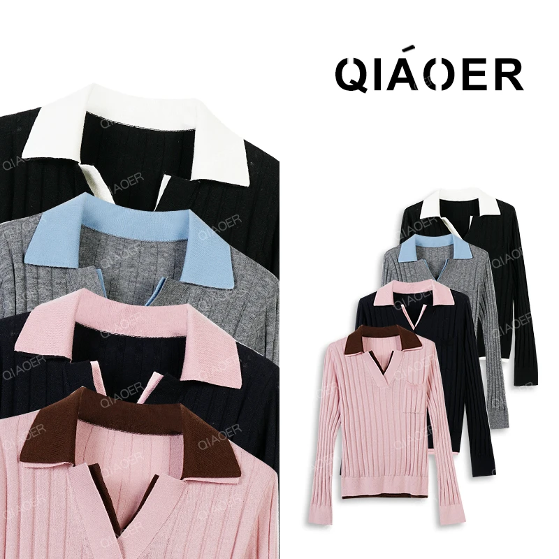 乔儿定制【双领POLO】30羊毛琥珀流光系百搭长袖针织衫洋气衣服上衣