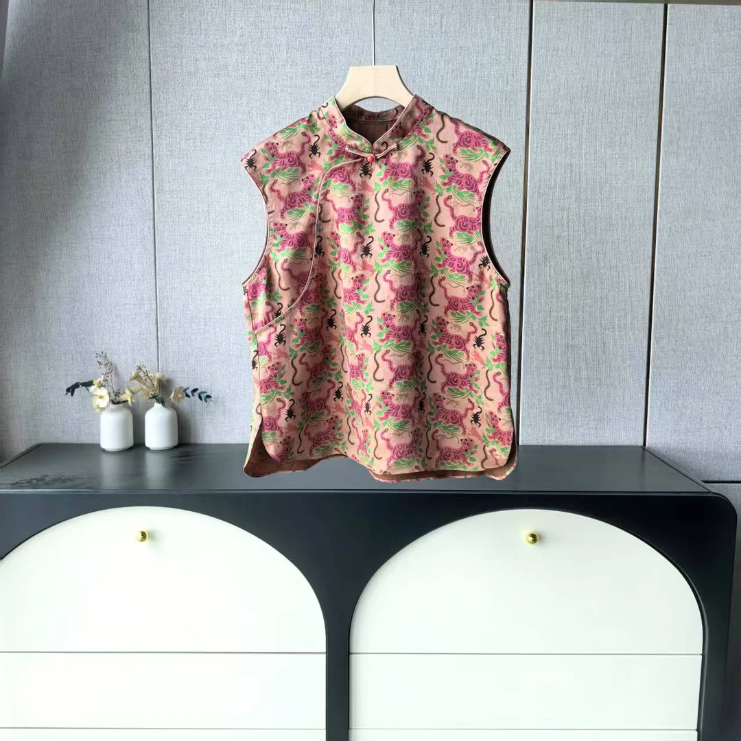 木子家I   G0528【五毒】盘扣花萝立领提花香云纱小衫