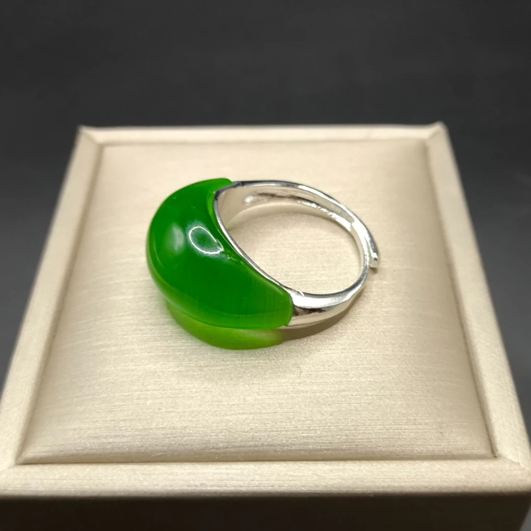 合金仿水晶戒指 轻奢【古米】1/193气质手工时尚百搭精美戒指绿色