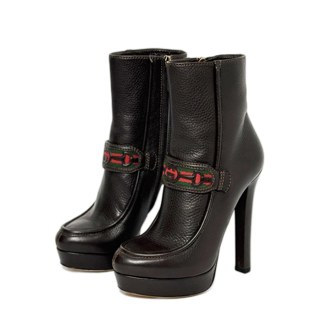 GUCCI/古驰 女士防水台高跟牛皮短靴 296336  A880