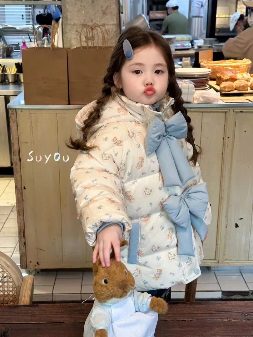 可爱韩版羽绒服蝴蝶结