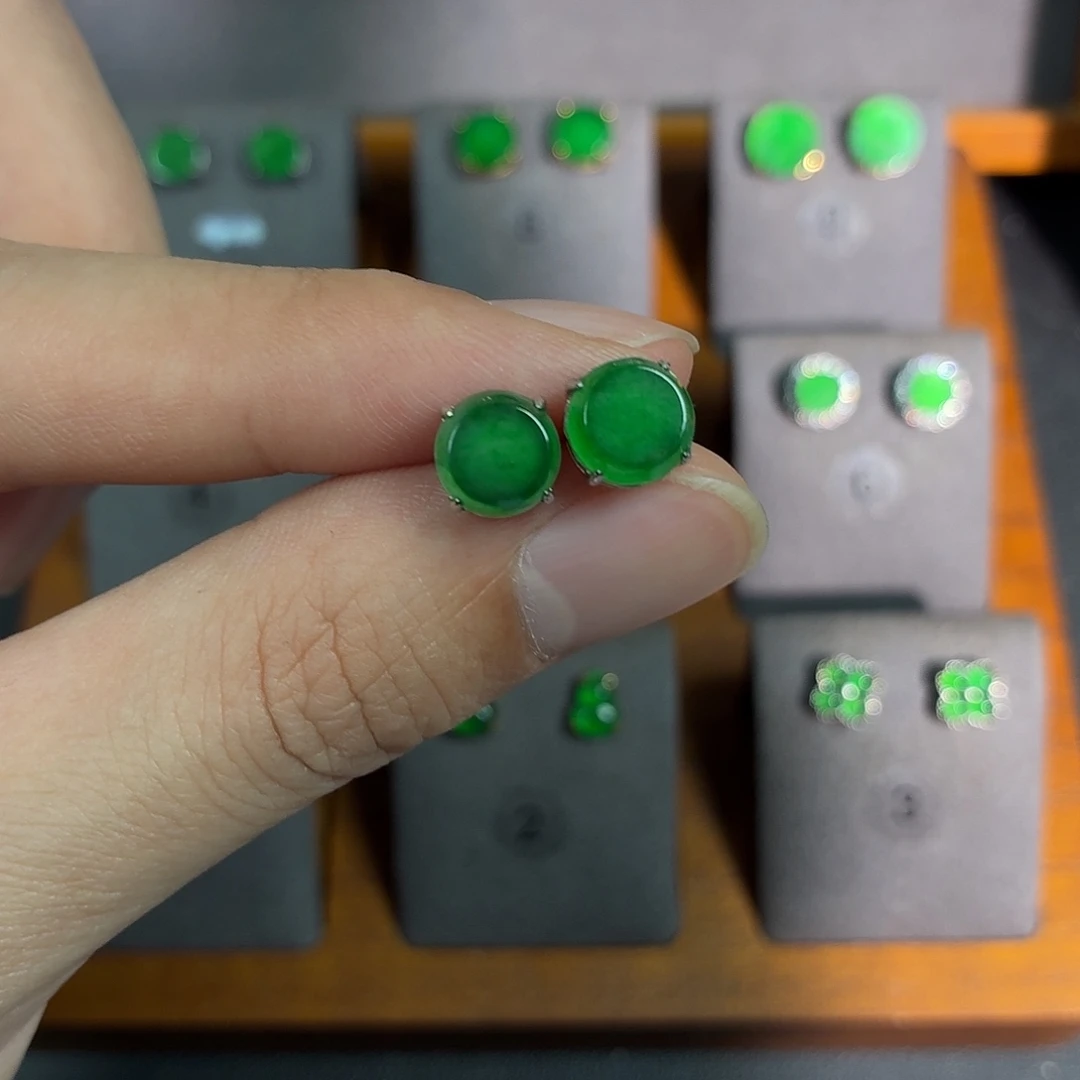 翡翠银S925镶嵌耳饰耳饰