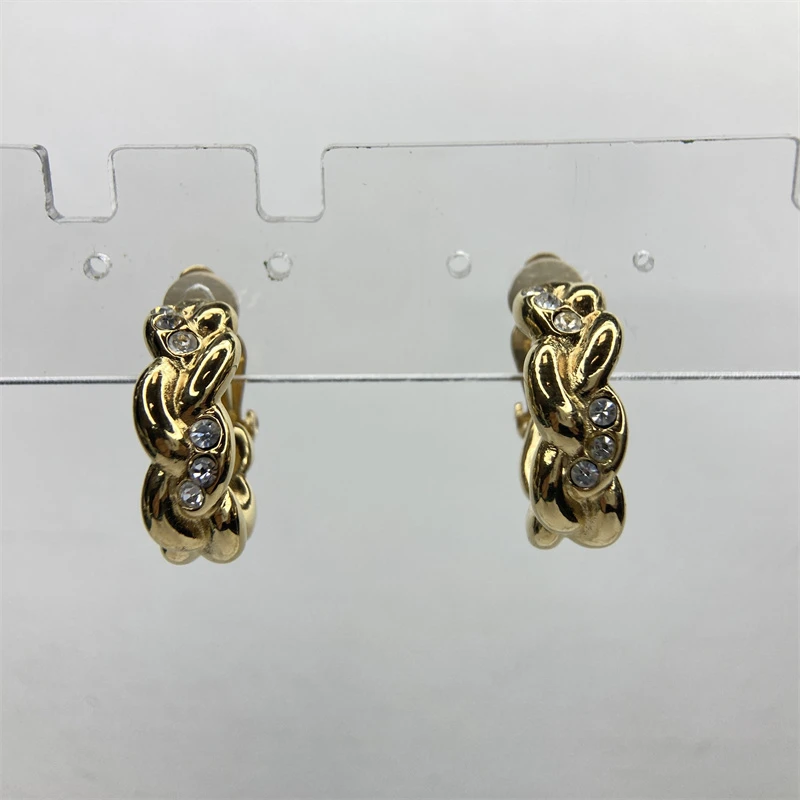 合金耳饰 金色绳纹环扣耳环2-19【2061228-032】