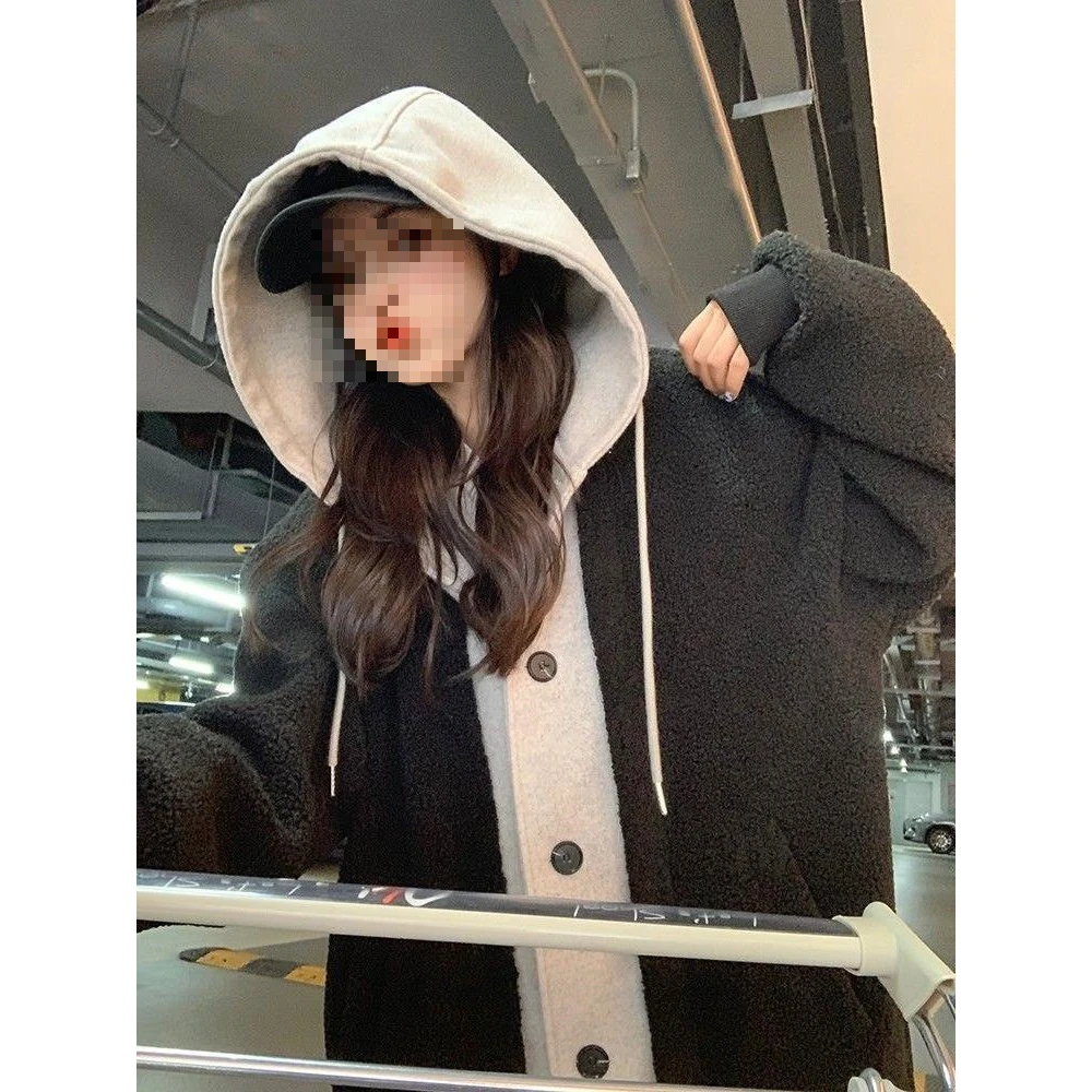 连帽宽松中长款加厚韩版大码显瘦时尚秋冬季加绒卫衣女英伦风2025