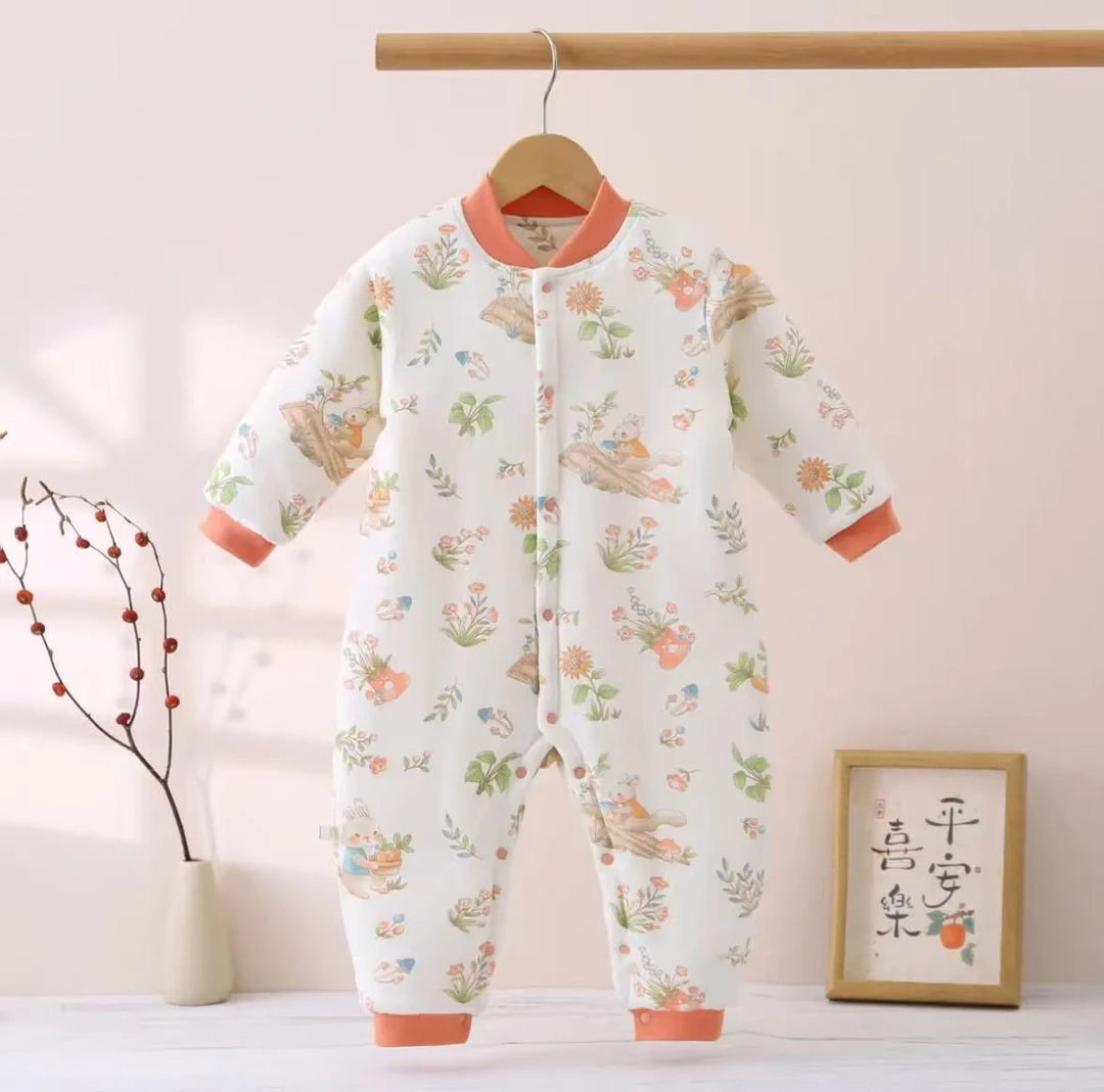 【25年】婴幼儿春款薄棉120克闭档连体哈衣宝宝