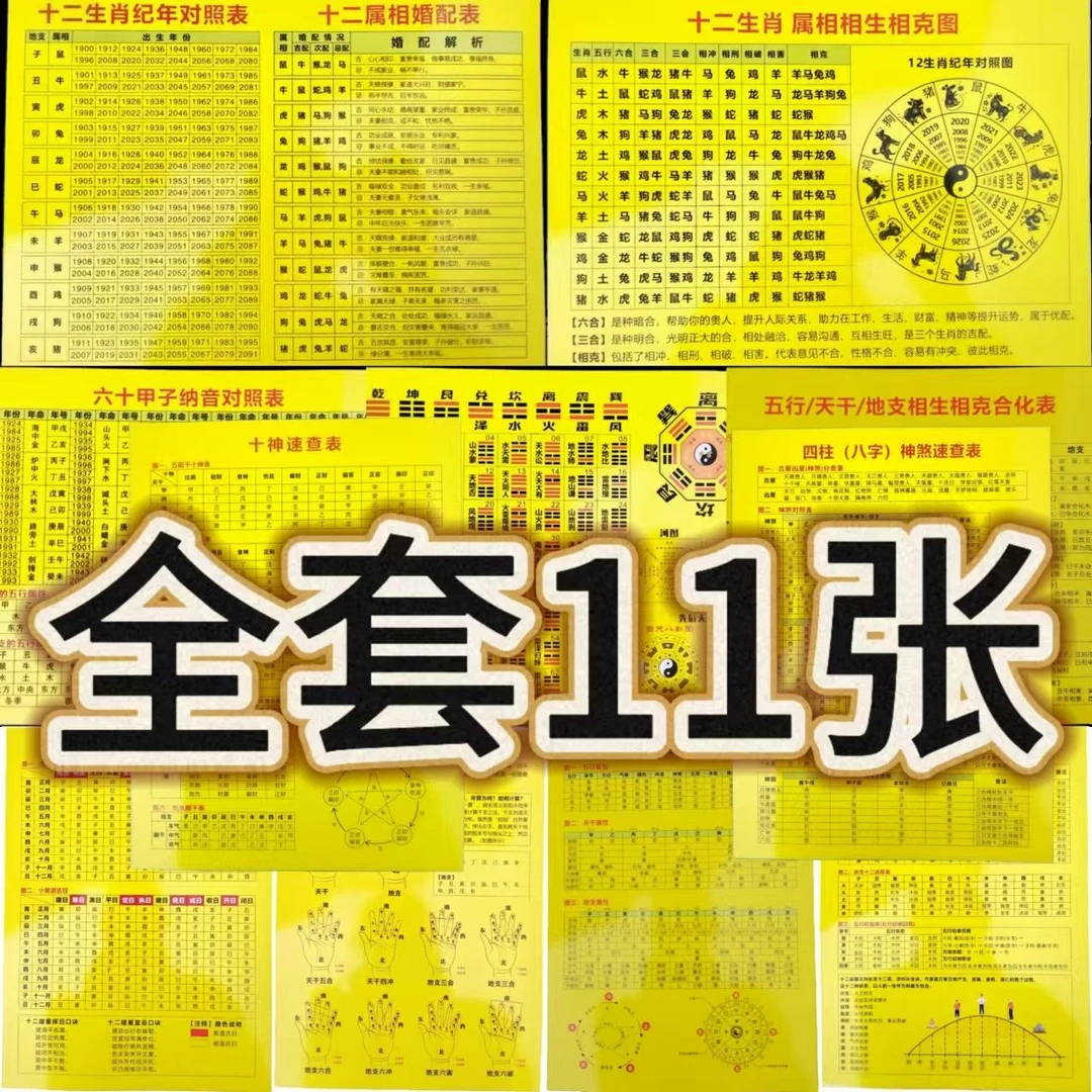 五行天干地支图六十甲子寿生换算十二生肖覆膜防水全集