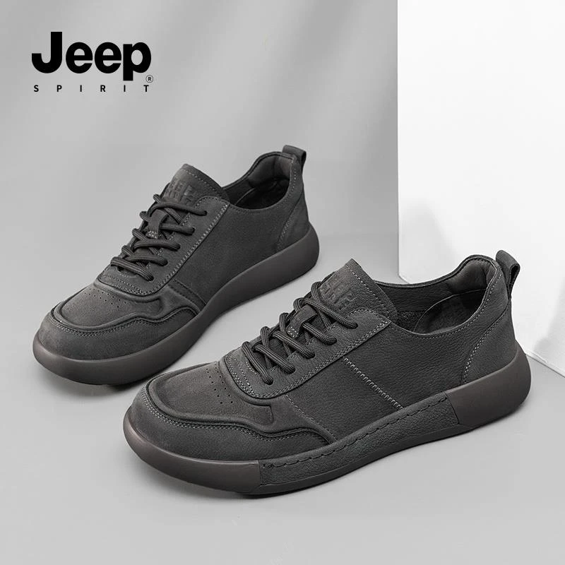 JEEPSPIRIT减震胶粘时尚休闲鞋真皮低帮男鞋低帮透气潮鞋防滑秋季