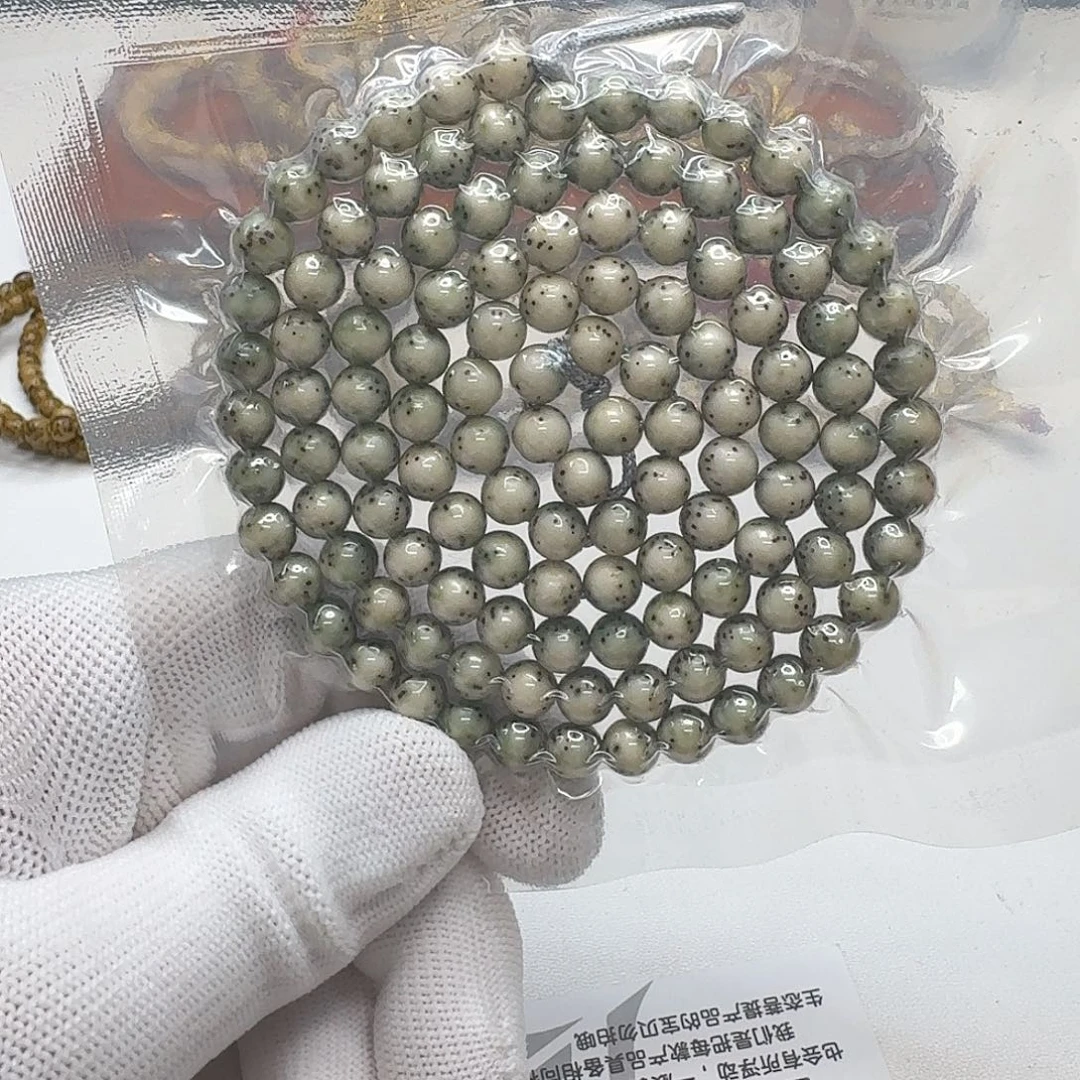 星月菩提吊坠205梵天冰白绿背河豚7圆108一物一图