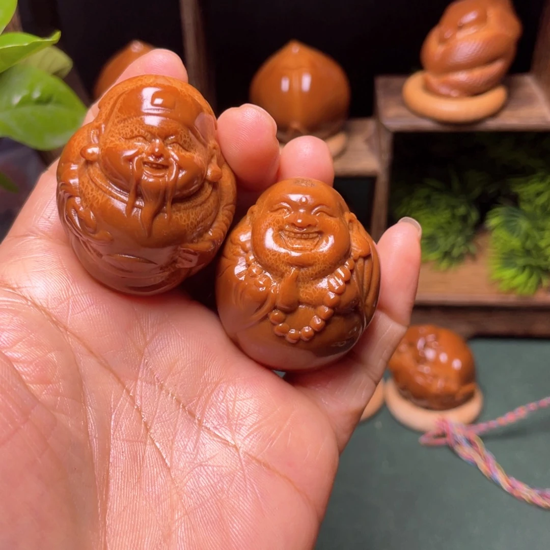 把件橄榄核财迷一对