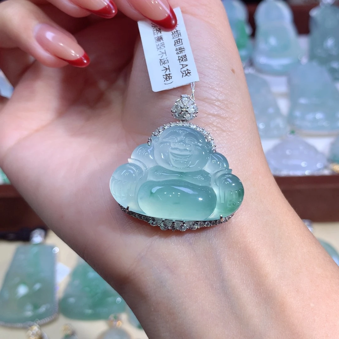 吊坠(不含链)18K金镶嵌翡翠