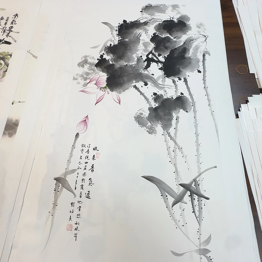 国画100*50纯手绘何艳梅