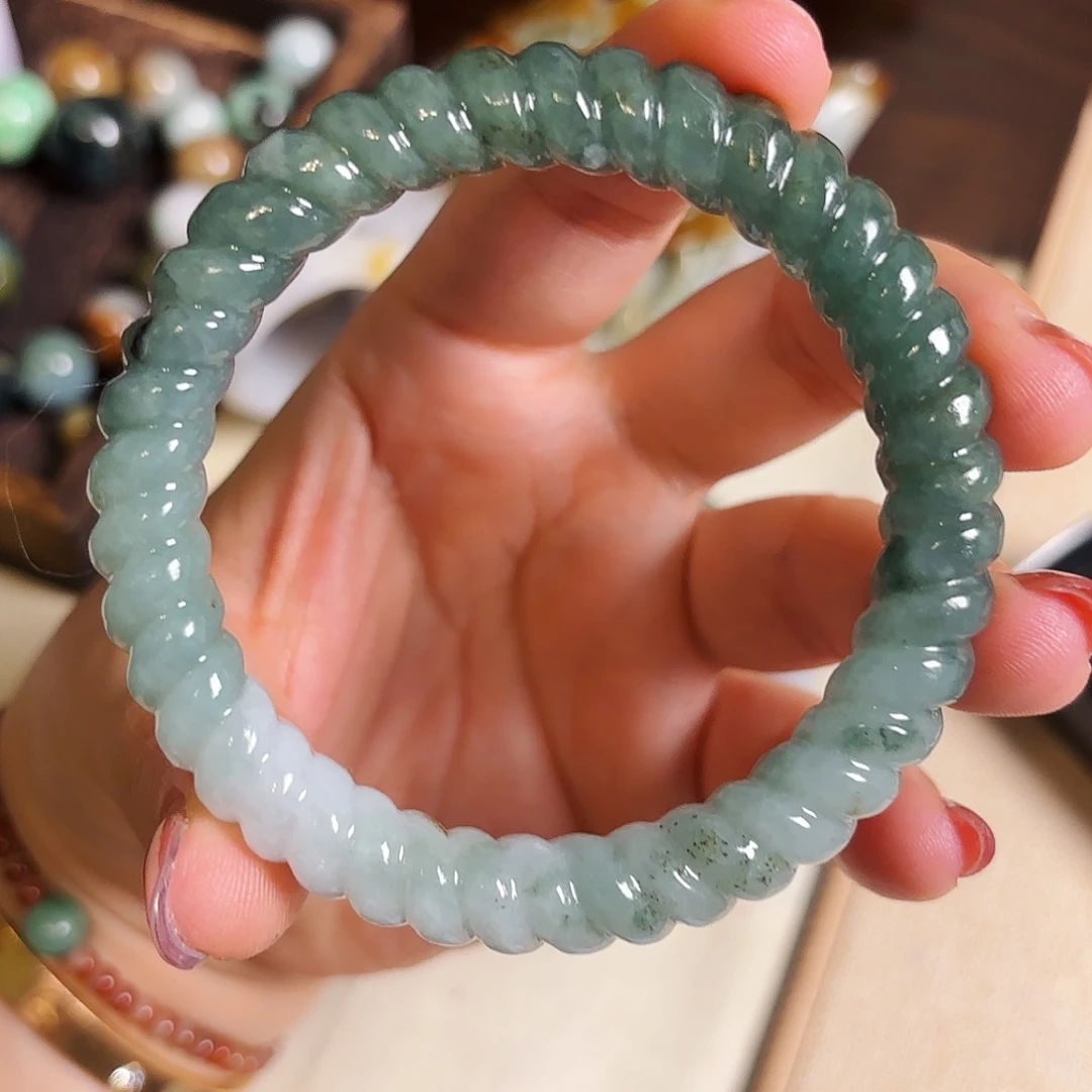 翡翠未镶嵌颈饰53.5蓝翡麻花