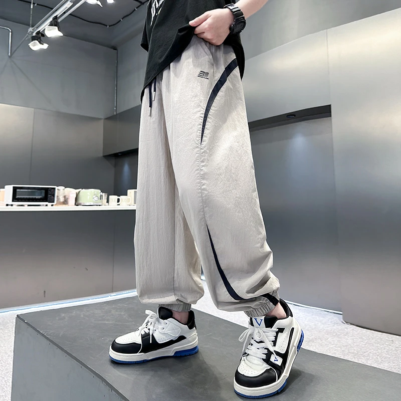 男童裤子夏薄款2025新款儿童夏款防蚊裤大童夏季速干裤透气宽松潮