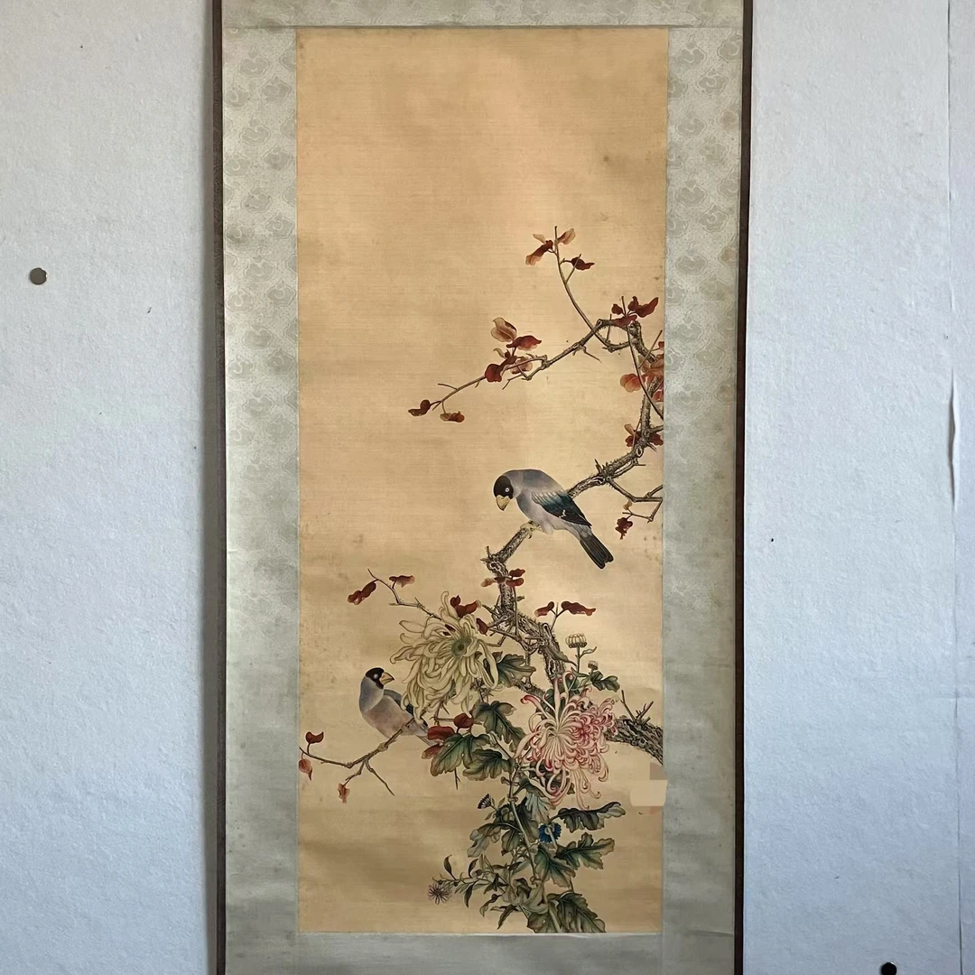 4078花鸟 绢本设色立轴 99x40cm