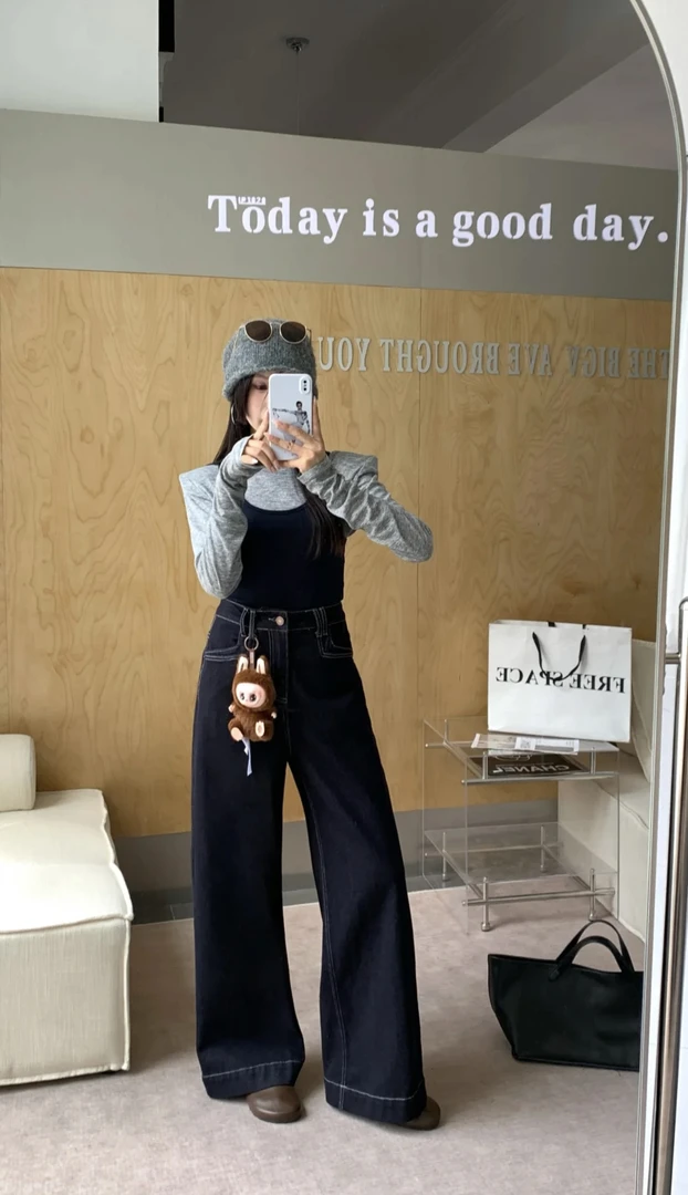 （清）断码秋冬款新款韩版休闲牛仔裤显瘦阔腿牛仔