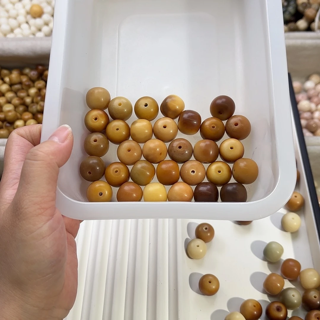 菩提根/象牙果手串永**锁卡17左右桶珠干磨32颗默认微瑕