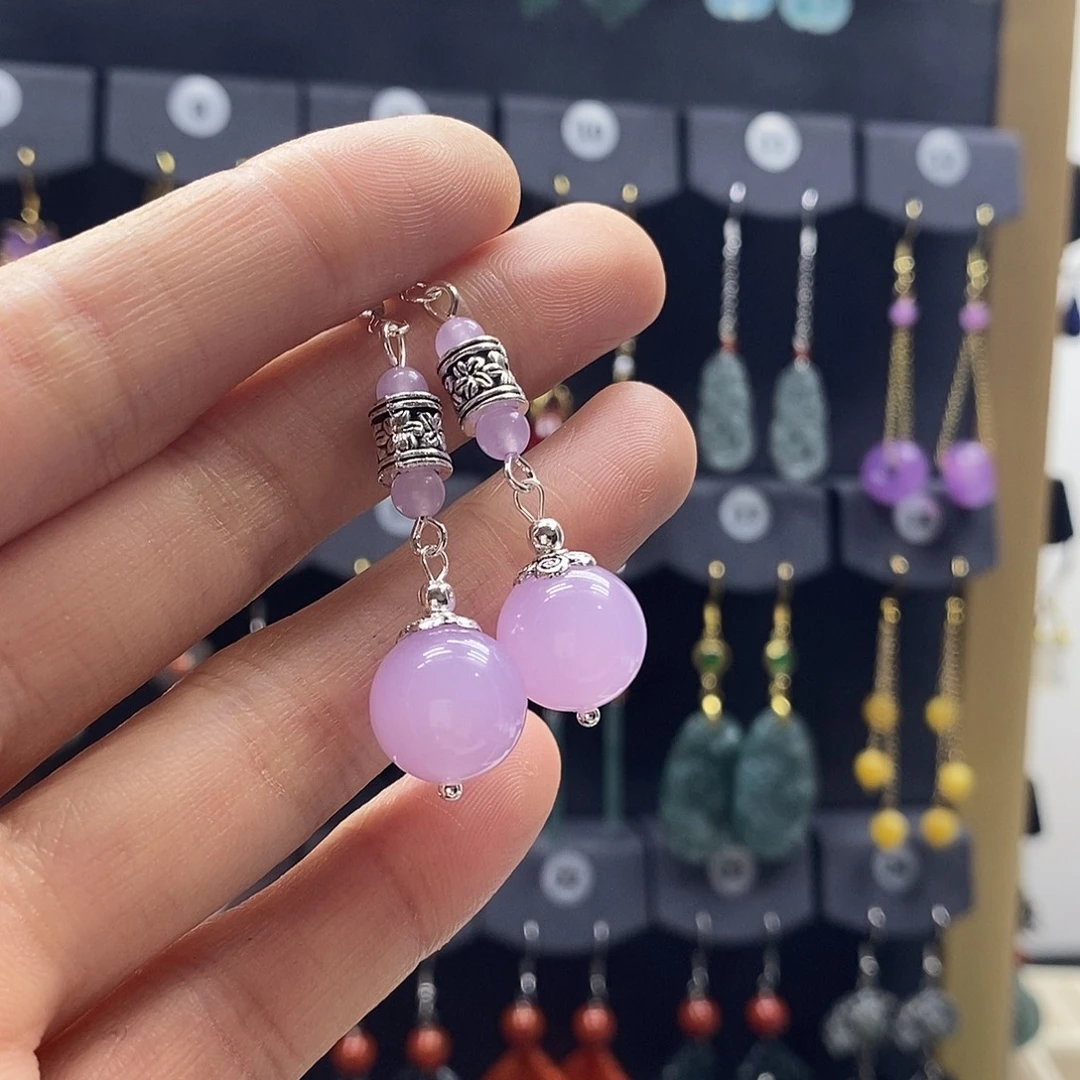 玛瑙/玉髓合金耳饰