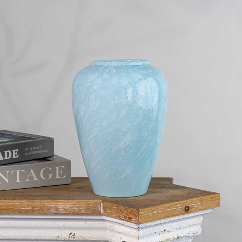 景德镇陶瓷复古花瓶陶瓷手工粗陶罐马卡龙色系中式现代简约插花