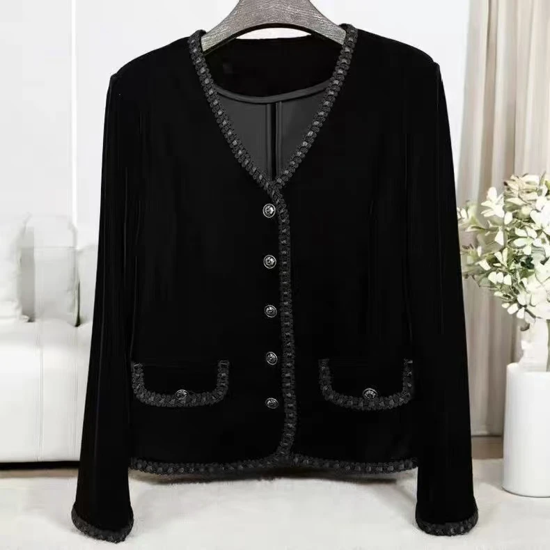 女气质秋冬宽松型冬季网红开襟百搭短外套立体装饰