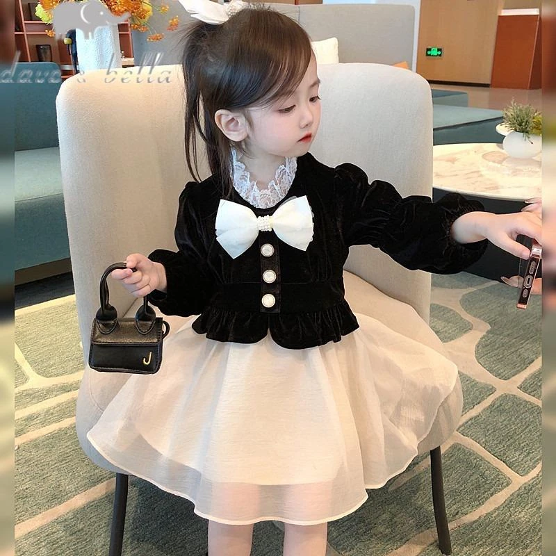 戴维贝拉【断码】女童新款连衣裙洋气童装2025新款小女孩公主裙女