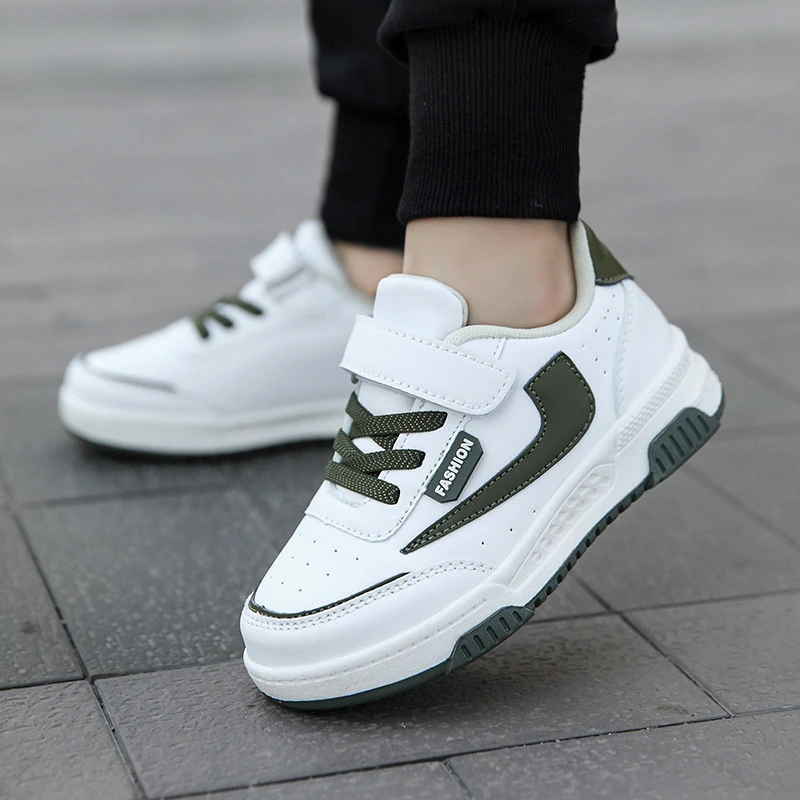 童鞋儿童板鞋6-12岁2024春秋季新款皮面校园运动鞋户外男童休闲鞋