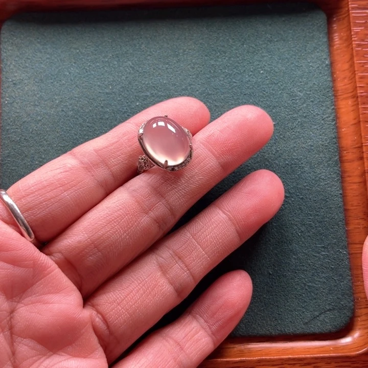 玛瑙/玉髓戒指银S925镶嵌噜***吃