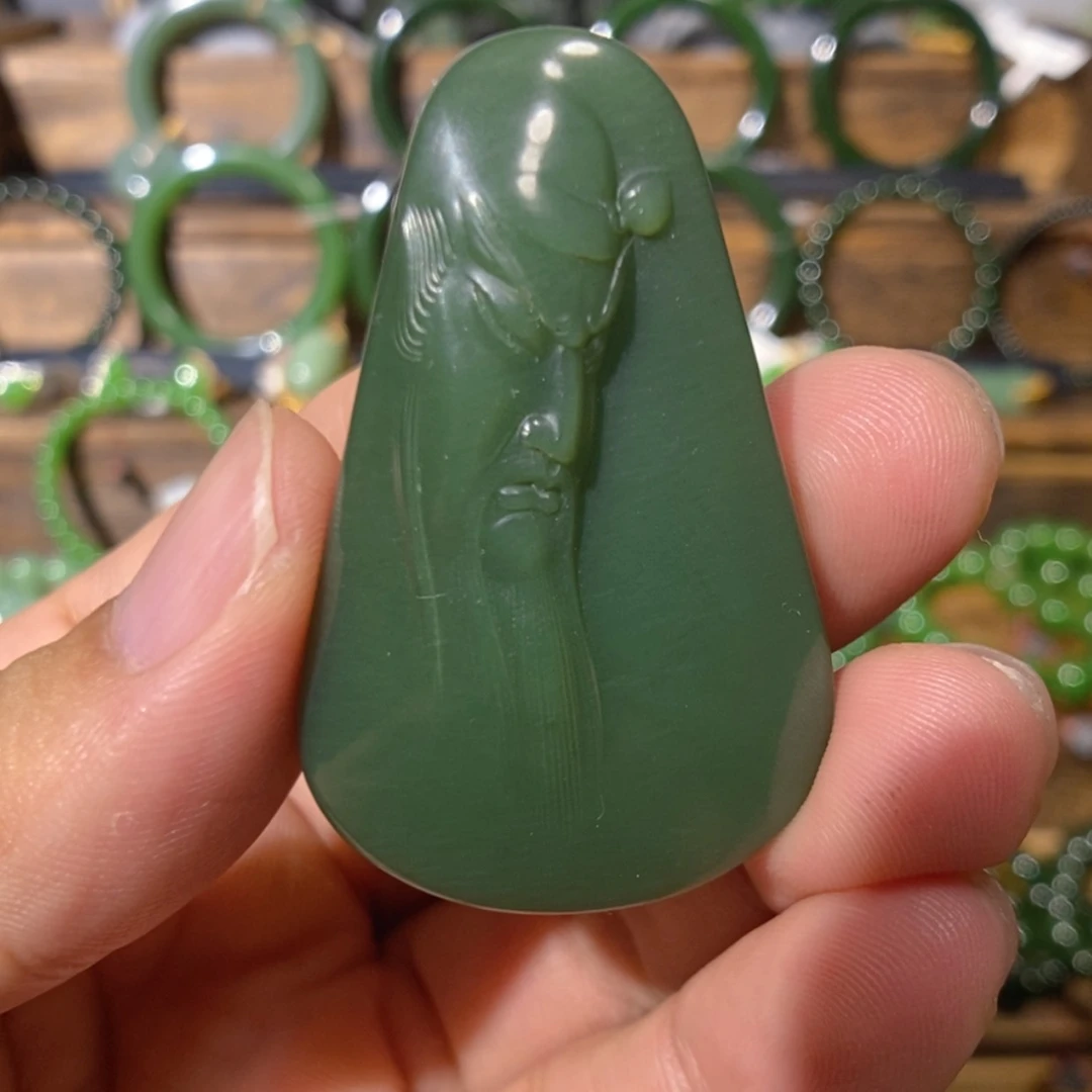 【闪购商品】吊坠(不含链)未镶嵌和田玉阿富汗鸭蛋青关公