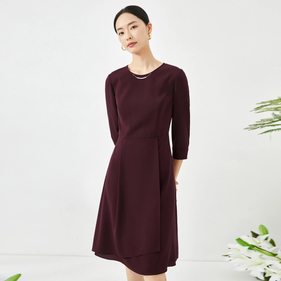 【婷婷专属】秋款宴会年会高级感圆领新中式显瘦小个子连衣裙女收腰