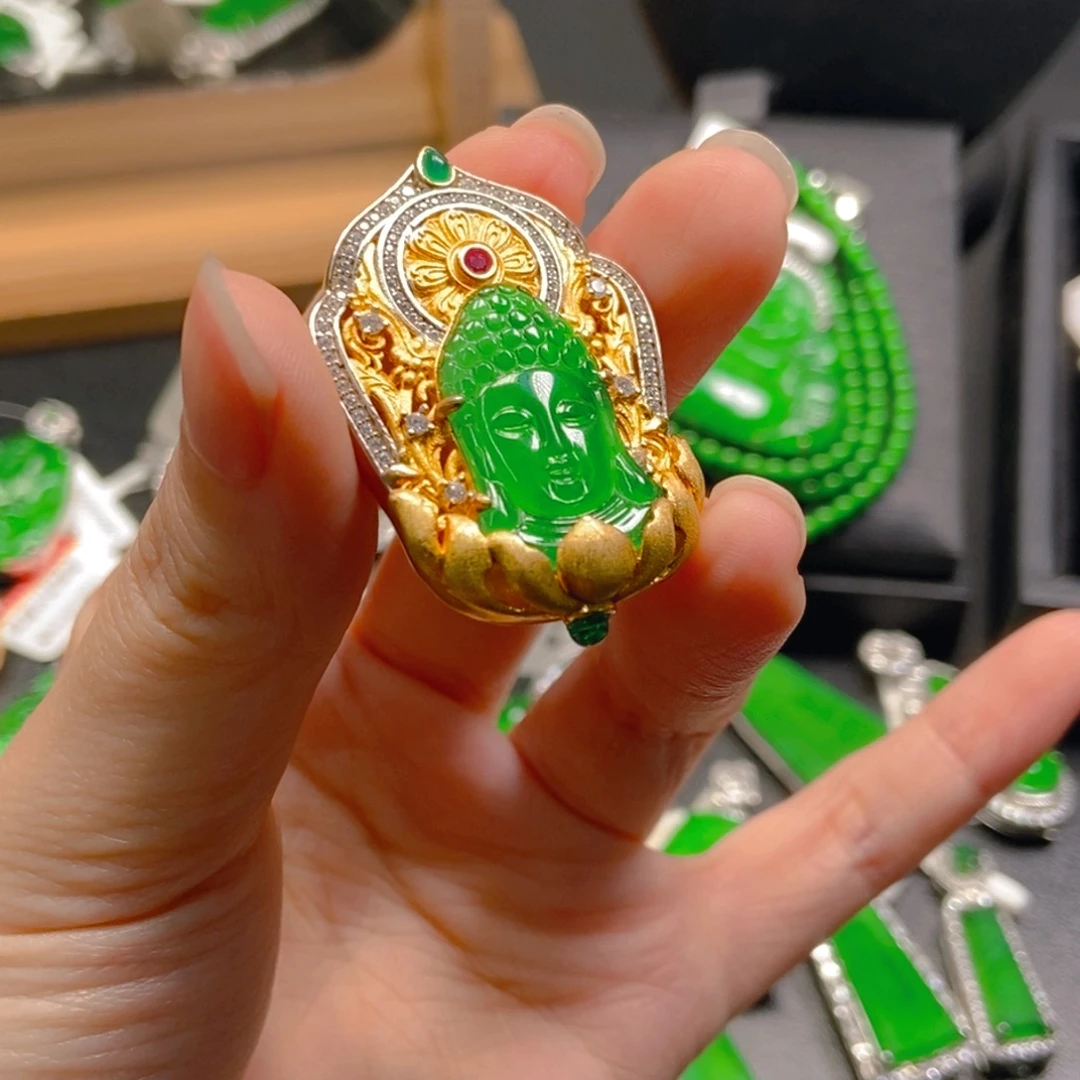 翡翠银S925镶嵌吊坠(不含链)