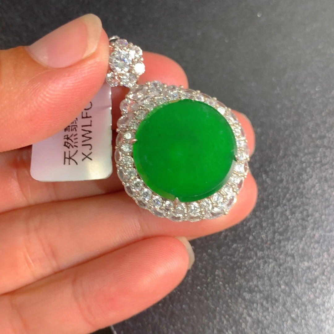 【闪购商品】翡翠银S925镶嵌颈饰天然翡翠
