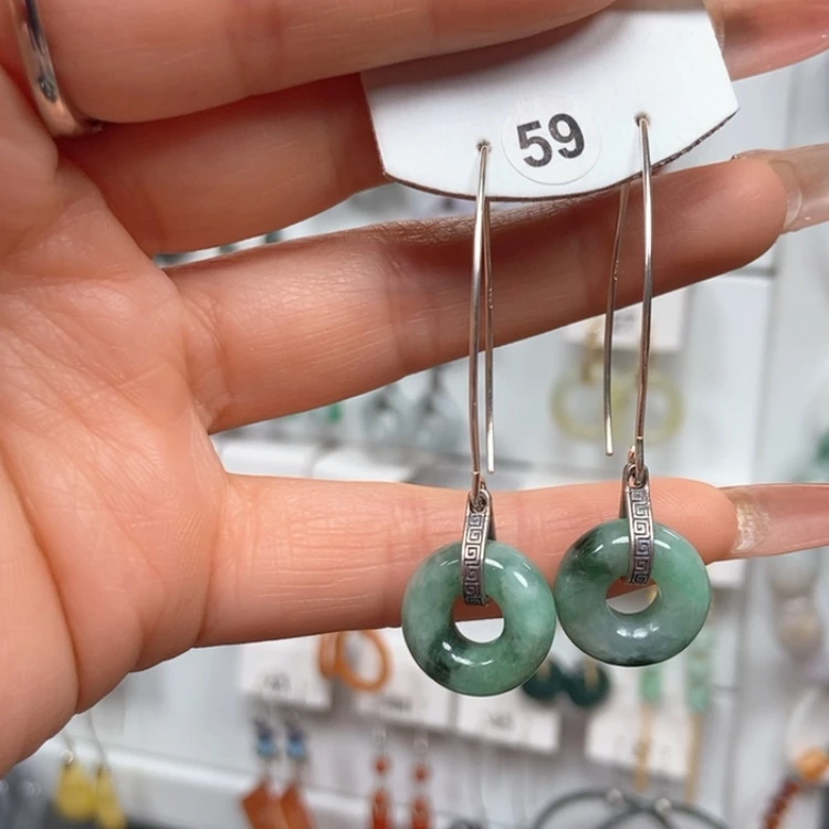 【闪购商品】翡翠耳饰银S925镶嵌耳饰