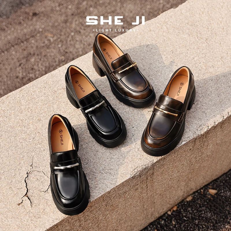 SHEJI奢季 秋上新超轻柔软舒适厚底乐福鞋运动鞋的脚感可暴走不累