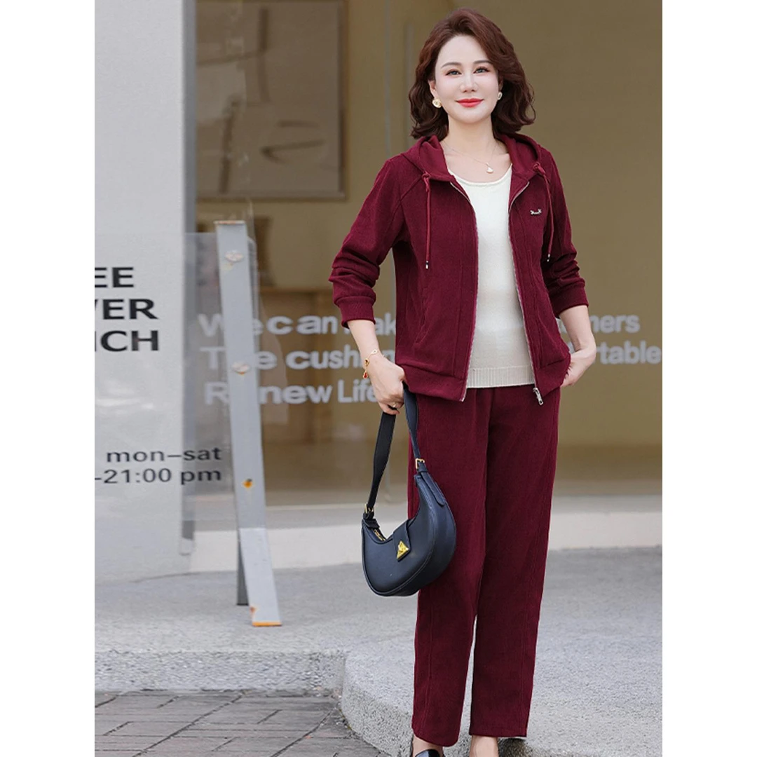 洋气妈妈秋装运动套装2025新款休闲外套中老年春秋跑步服两件套女