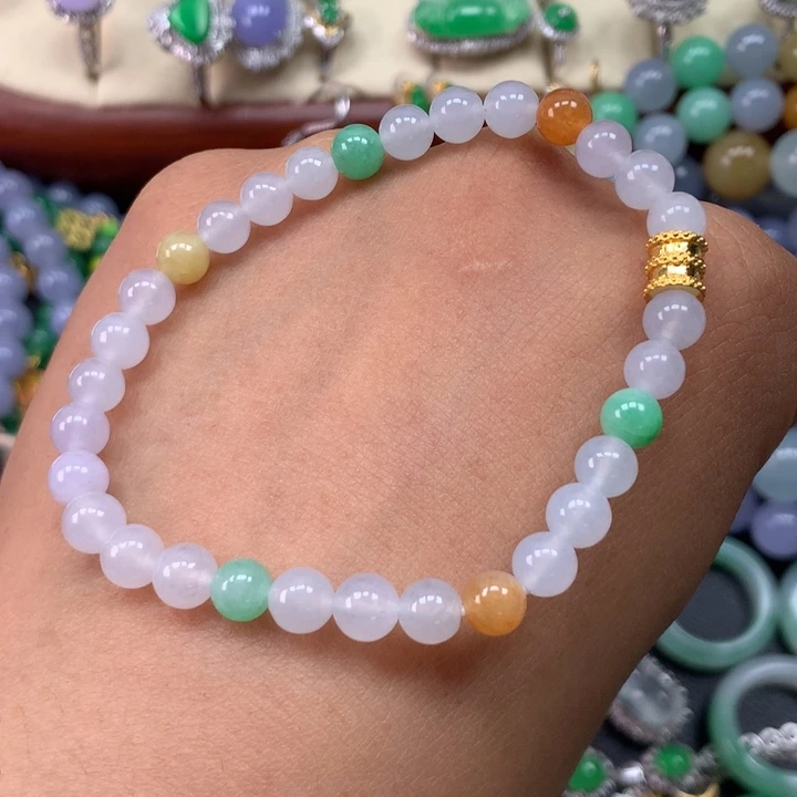 翡翠足金镶嵌手链卡5.5