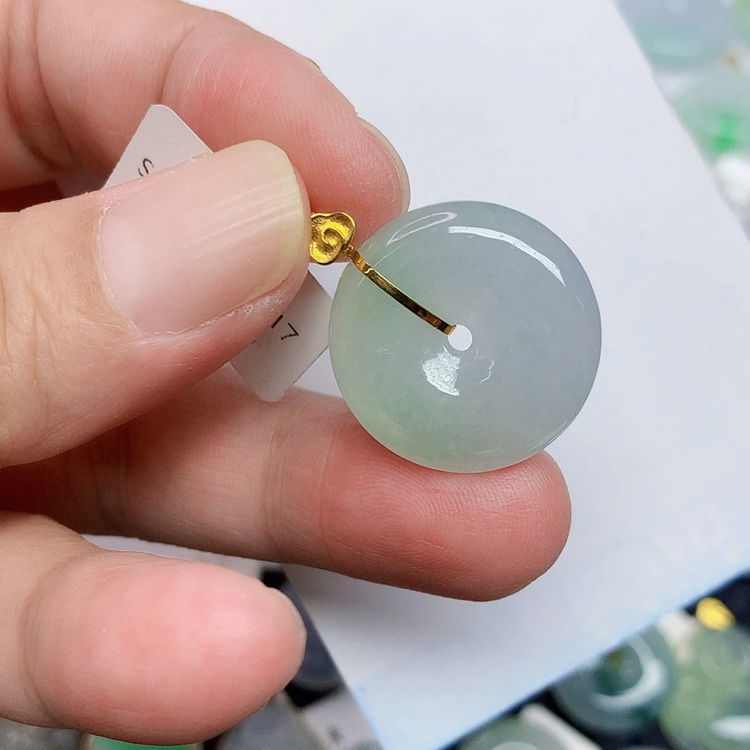 翡翠18K金镶嵌颈饰346789