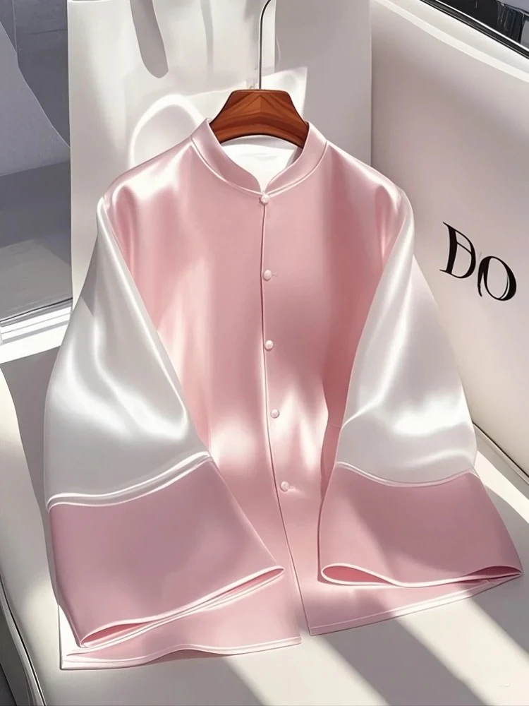 2025年春季气质高级感独特超好看减龄漂亮洋气小香风粉白撞色外套